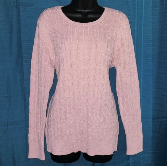 St. John's Bay Sweaters - SJB Pink Cable Knit Sweater